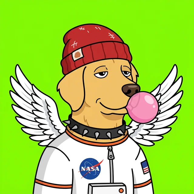 Golden retriever Dog-Bird in a spacesuit