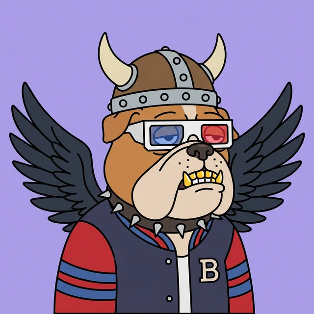 Bulldog Dog-Bird in Varsity Jacket, with Dark Raven Wings