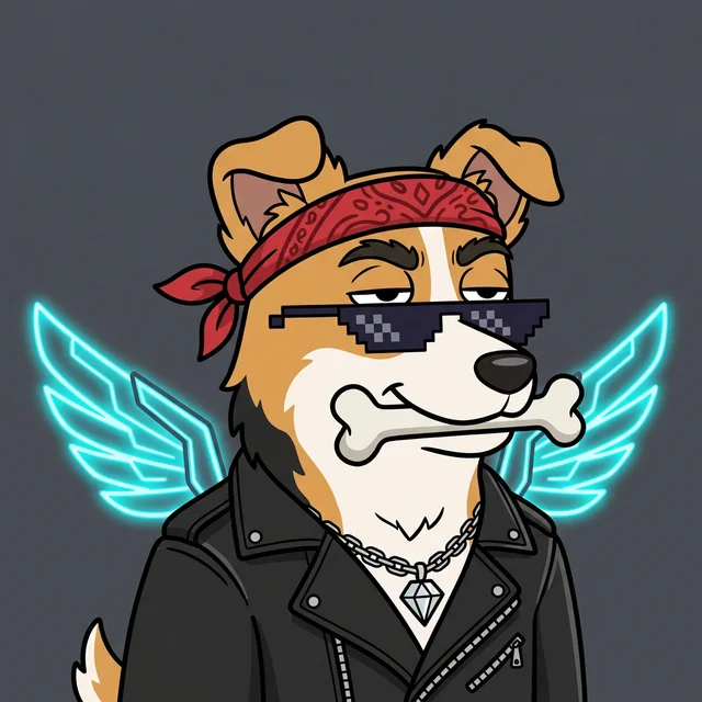 Corgi Dog-Bird in Leather Jacket, with Cyber Wings