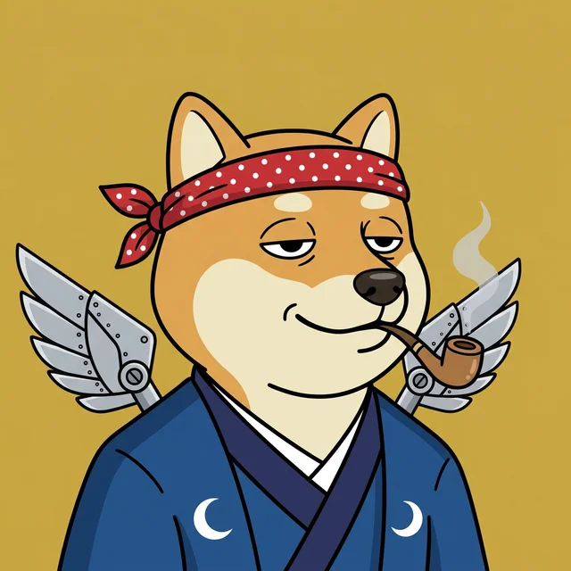 Shiba Inu Dog-Bird in Kimono, with Mechanical Wings